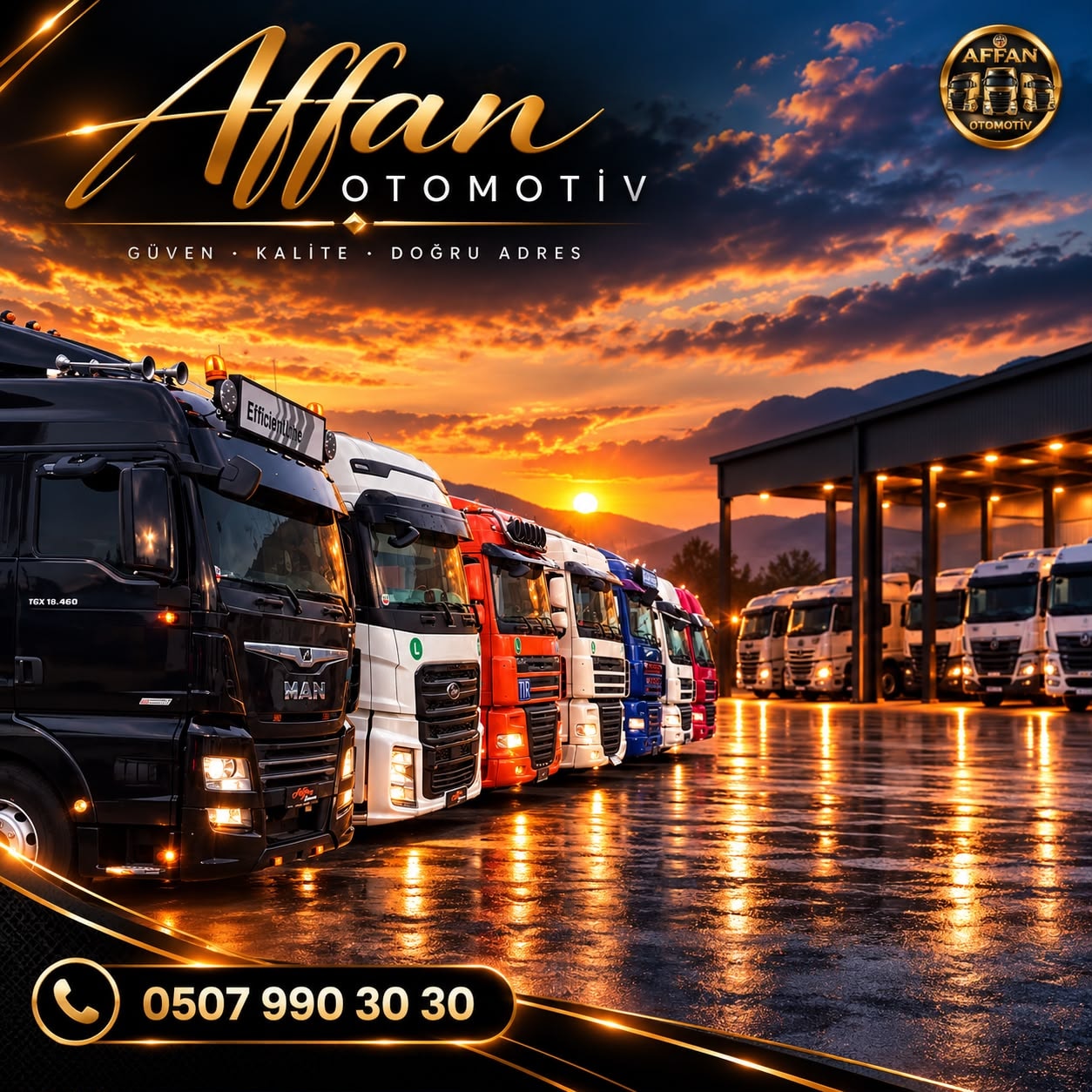 Ticari araç filosu gün batımı